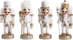 Set závesných luskáčikov v bielo-zlatej farbe 4 ks 9 cm
