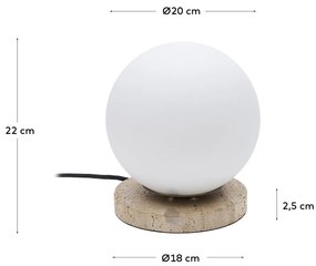 Biela stolová lampa so skleneným tienidlom (výška 22 cm) Malachi – Kave Home