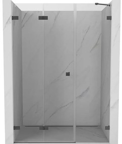 Mexen Lunar-F, ľavé sklápacie sprchové dvere 150 cm, 8mm číre sklo, brúsený grafit profil, 836S-150-050-66-00-L