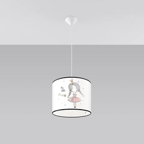 Detské závesné svietidlo Princess, 1x plastové tienidlo so vzorom, (fi 30cm)