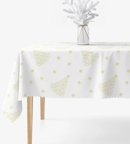 Goldea vianočný hranatý teflónový obrus - zlaté vianočné stromčeky a hviezdičky 80 x 80 cm