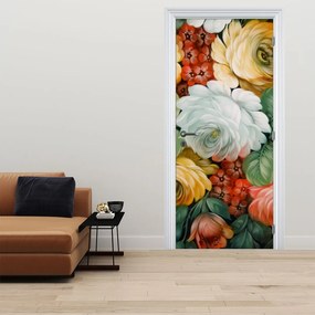 Fototapeta na dvere - Maľovaná kytica kvetov (95x205cm)