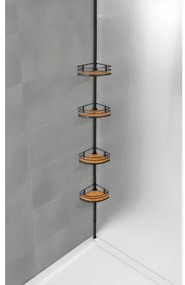 WENKO 24756100-Rohová polica DOLCEDO 31x20 cm nerez/čierna/hnedá