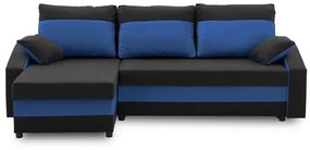 Rohová rozkladacia sedacia súprava HEWLET PLUS color Čierna + Tmavo modrá
