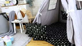 Detský stan TEEPEE (TÍPÍ) ŠÍPY s doplnkami - sivý / čierny