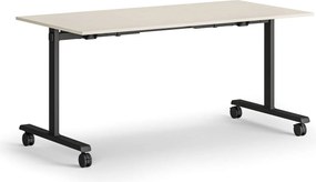 Mobilný stôl MATCH, 160x80 cm, čierna podnož, breza