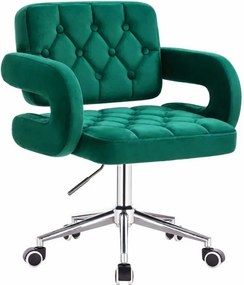 LuxuryForm DESIGN ﻿Stolička ADRIA VELUR na striebornej podstave s kolieskami - zelená