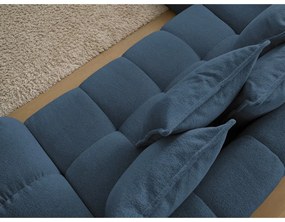 Tmavomodrá ženilková rozkladacia/s úložným priestorom rohová pohovka (ľavý roh/do L) Everest – Bobochic Paris