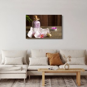 Obraz - Sviečka a orchidey (90x60 cm)