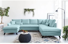 Svetlomodrá rozkladacia pohovka do "U" Miuform Charming Charlie, pravý roh