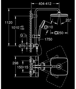 GROHE 26697001 - Sprchový systém VITALIO COMFORT 250 250 × 250 mm lesklý chróm