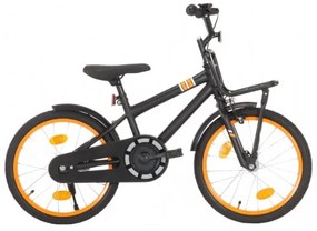vidaXL Detský bicykel s predným nosičom 18 palcový čierny a oranžový-