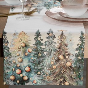 EUROFIRANY VIANOČNÝ GOBELÍNOVÝ BEHÚŇ NA STÔL FOREST 40X100 CM VZOROVANÝ