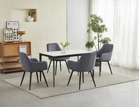 Jedálenská otočná stolička NANA360 zamatová, tmavosivá (čierne nohy)