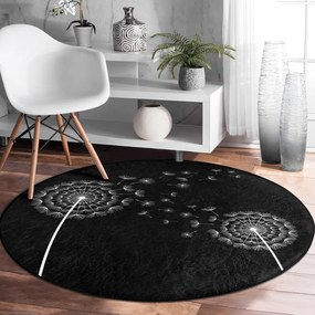 Čierny prateľný okrúhly koberec vhodný pre robotické vysávače ø 120 cm Comfort – Mila Home