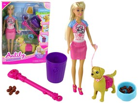 Lean Toys Bábika Anlily so psíkom a doplnkami