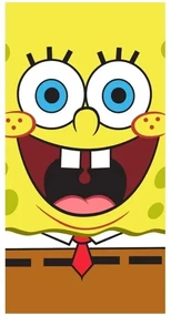 Detská plážová osuška Vysmiaty SpongeBob - 100% bavlna s gramážou 300 gr./m2 - 70 x 140 cm