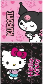 Plážová osuška z mikrovlákna Kuromi &amp; Hello Kitty - 70x140 cm