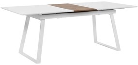 Rozkladací jedálenský stôl 160/200 x 90 cm biela/svetlé drevo KALUNA Beliani