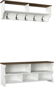 Vešiaková stena ESTER, biela / orech