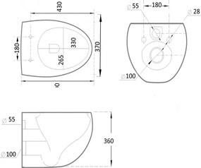 Mexen Egg, závesná WC misa Rimless s duroplastovým sedátkom s pomalým zatváraním, biela lesklá, 30245000