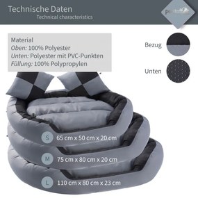 Petstuff pelech pre psa, šedo-čierny, 110 x 80 x 23 cm