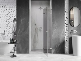 Mexen, Mexen Lunar L otočné sprchové dvere pravé 85 cm, transparentné, brúsený nikel - 834L-085-000-97-00-P