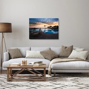 Sklenený obraz - Resort pri mori (70x50 cm)