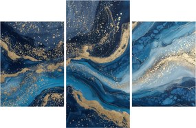 Obraz - Modrozlatý abstraktný mramor (90x60 cm)