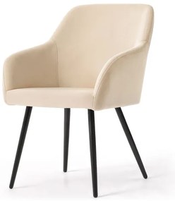 Sada dvoch jedálenských stoličiek ESTELLE zamatové, béžové / čierne nohy (2 ks)