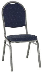 Stolička, stohovateľná, látka modrá/sivý rám, JEFF 2 NEW