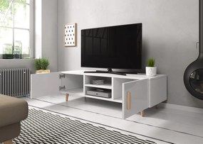 TV stolík Sweden II 140 cm biely mat/biely lesk