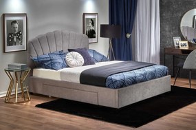 HALMAR, Gabriella manželská posteľ s roštom 160x200, šedá látka