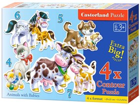 KIK CASTORLAND Puzzle 4v1 Zvieratká s bábätkami