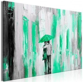 Artgeist Obraz - Umbrella in Love (1 Part) Wide Green Veľkosť: 30x20, Verzia: Na talianskom plátne