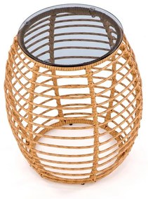 ZÁHRADNÝ RATANOVÝ STOLÍK HANES SO SKLOM 56 cm