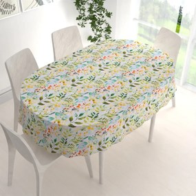 Biante Dekoračný oválny obrus PML-066 Zelené popínavé lístky na bielom 50x100 cm