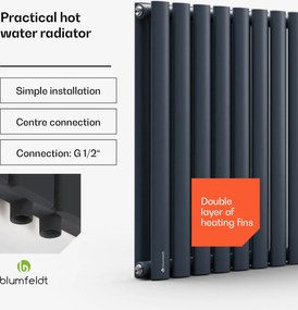 Blumfeldt Tallheo, 100 x 60, radiátor, rúrkový radiátor, 1445 W, teplá voda, 1/2