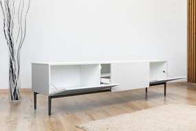 TV stolík Nicole 200 cm - biely mat / čierne nožičky
