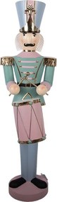 Kovová dekorácia Luskáčik Nutcracker s bubienkom - 37*40*129 cm