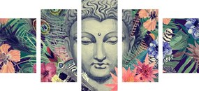 5-dielny obraz Budha na exotickom pozadí - 200x100