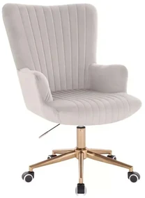LuxuryForm DESIGN Kreslo AMADEO VELUR na zlatej podstave s kolieskami - svetlo šedé