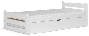 Posteľ z masívu DAVID s úložným priestorom - 200x90 cm - biela