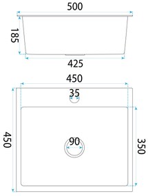 Rea Leo, 1-komorový oceľový drez 500x450x185 mm, oceľová, ZLE-06003