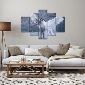 Obraz dievčaťa na jednorožcovi (150x105 cm)