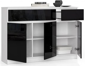 Komoda K140 3D 3SZ CLP čierna, lesk