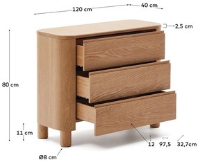 Komoda v dekore jaseňa v prírodnej farbe 120x80x40 cm Salaya – Kave Home