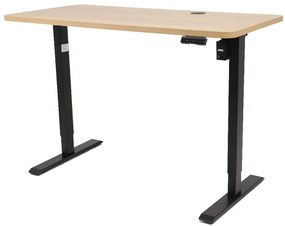 Výškovo nastaviteľný elektrický stôl BestBerg BBAT-14BWD / rozmer 140x70 cm / výška 93,4-125,4 cm / čierna/drevo