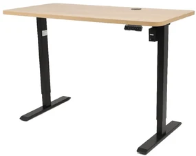 Výškovo nastaviteľný elektrický stôl BestBerg BBAT-14BWD / rozmer 140x70 cm / výška 93,4-125,4 cm / čierna/drevo