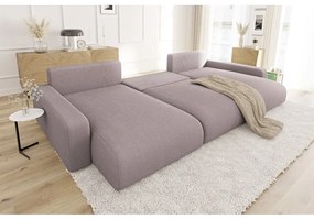 Svetloružová menčestrová rozkladacia/s úložným priestorom rohová pohovka Sara – Ropez